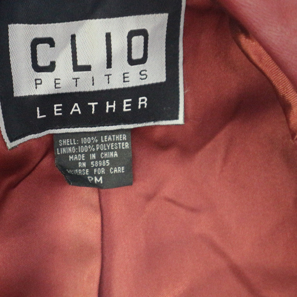 VTG CLIO Petites 100% Red Leather Zip Jacket Sz Petite Medium Women - Picture 3 of 6